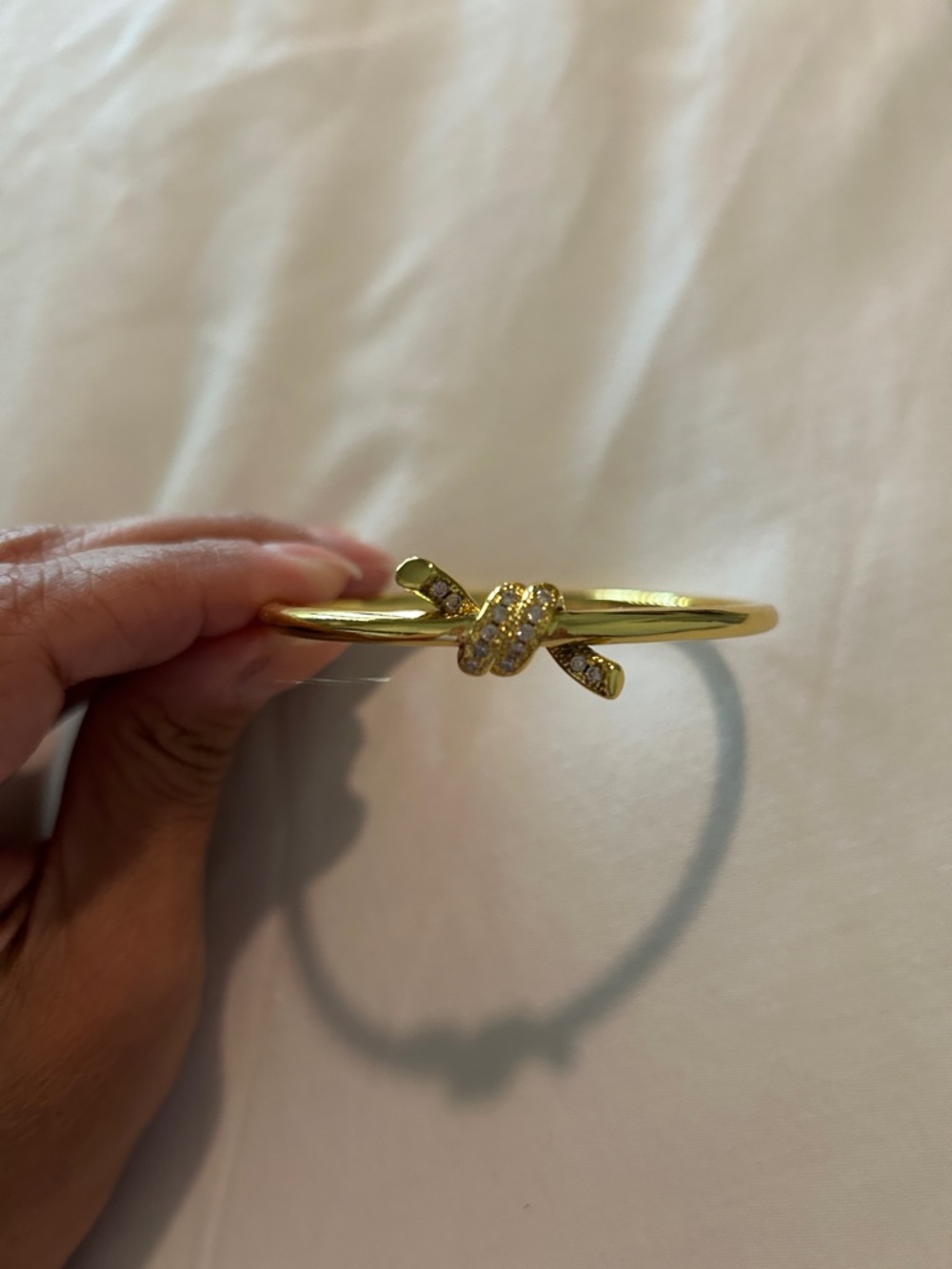 Gold Knot Pavé Statement Bangle Bracelet - Women Jewelry